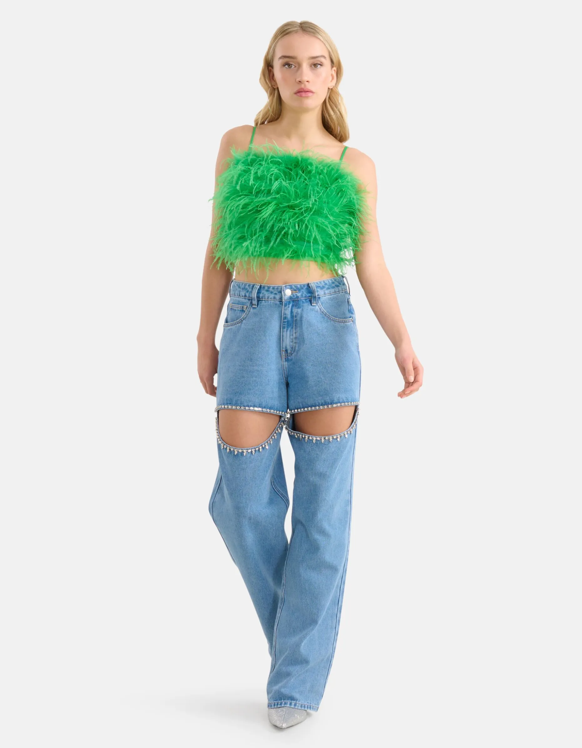 Cut Out Loose Fit Jeans Mediumstone