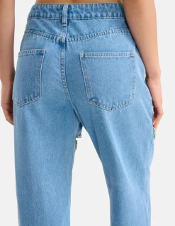 Cut Out Loose Fit Jeans Mediumstone