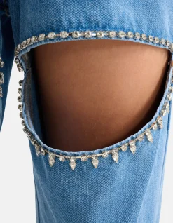 Cut Out Loose Fit Jeans Mediumstone