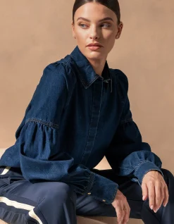 Denim Blouse Donkerblauw By Mieke