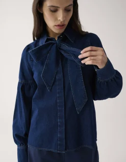 Denim Blouse Donkerblauw By Mieke