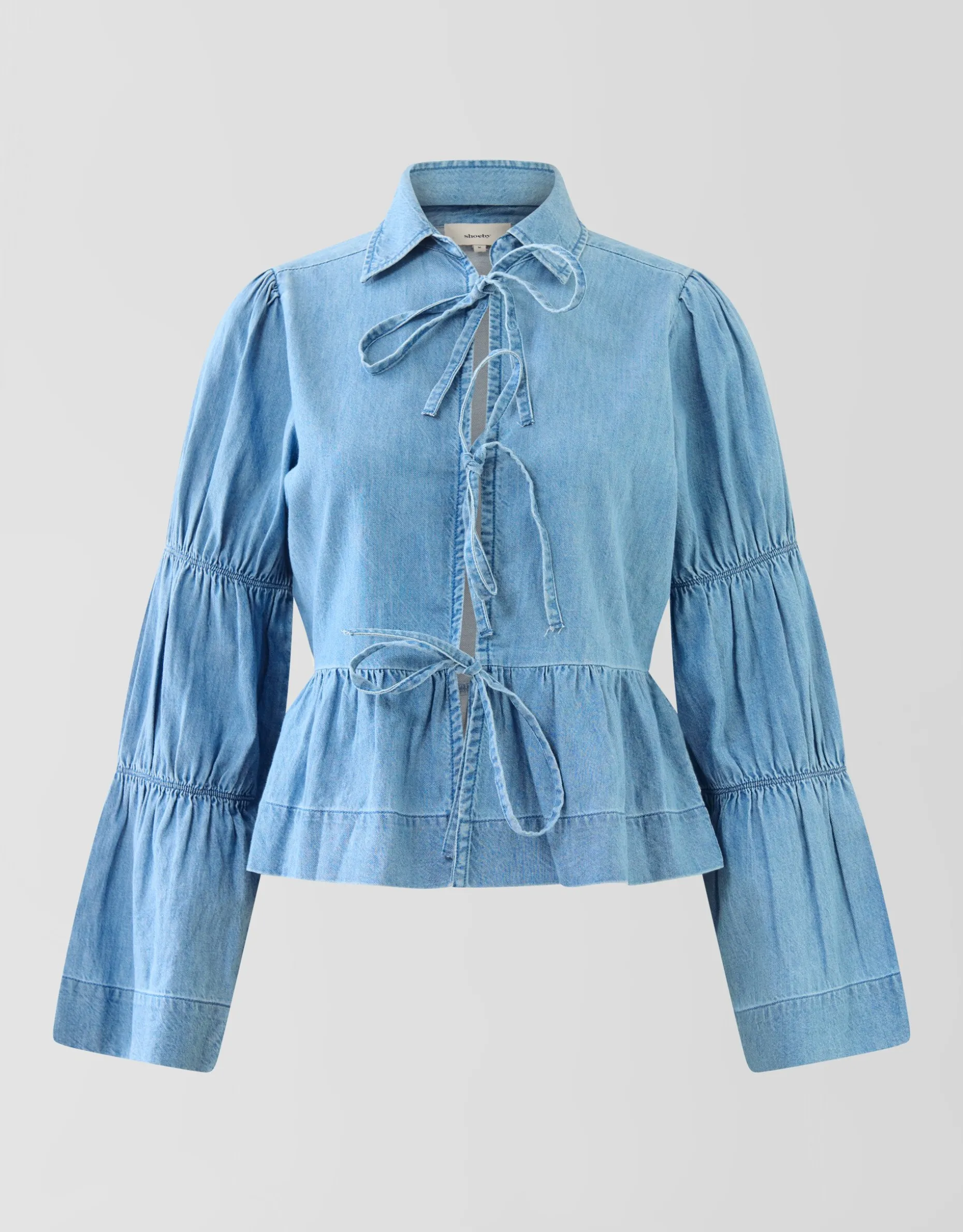 Denim Bow Blouse Blauw