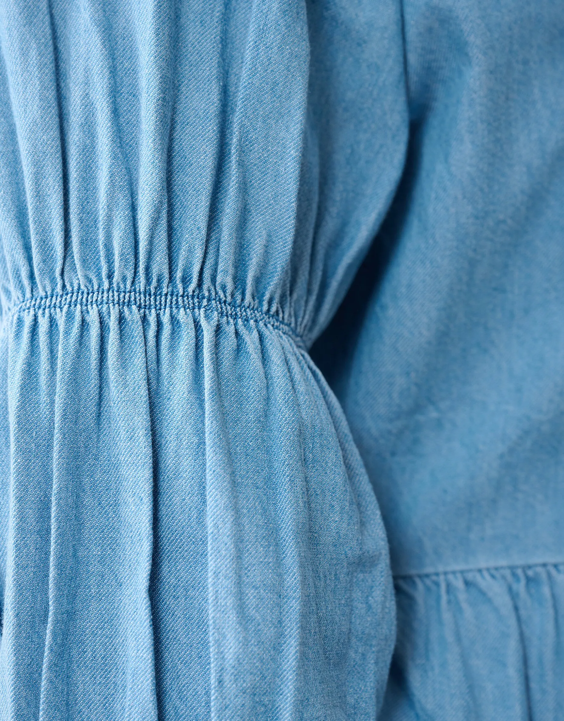 Denim Bow Blouse Blauw