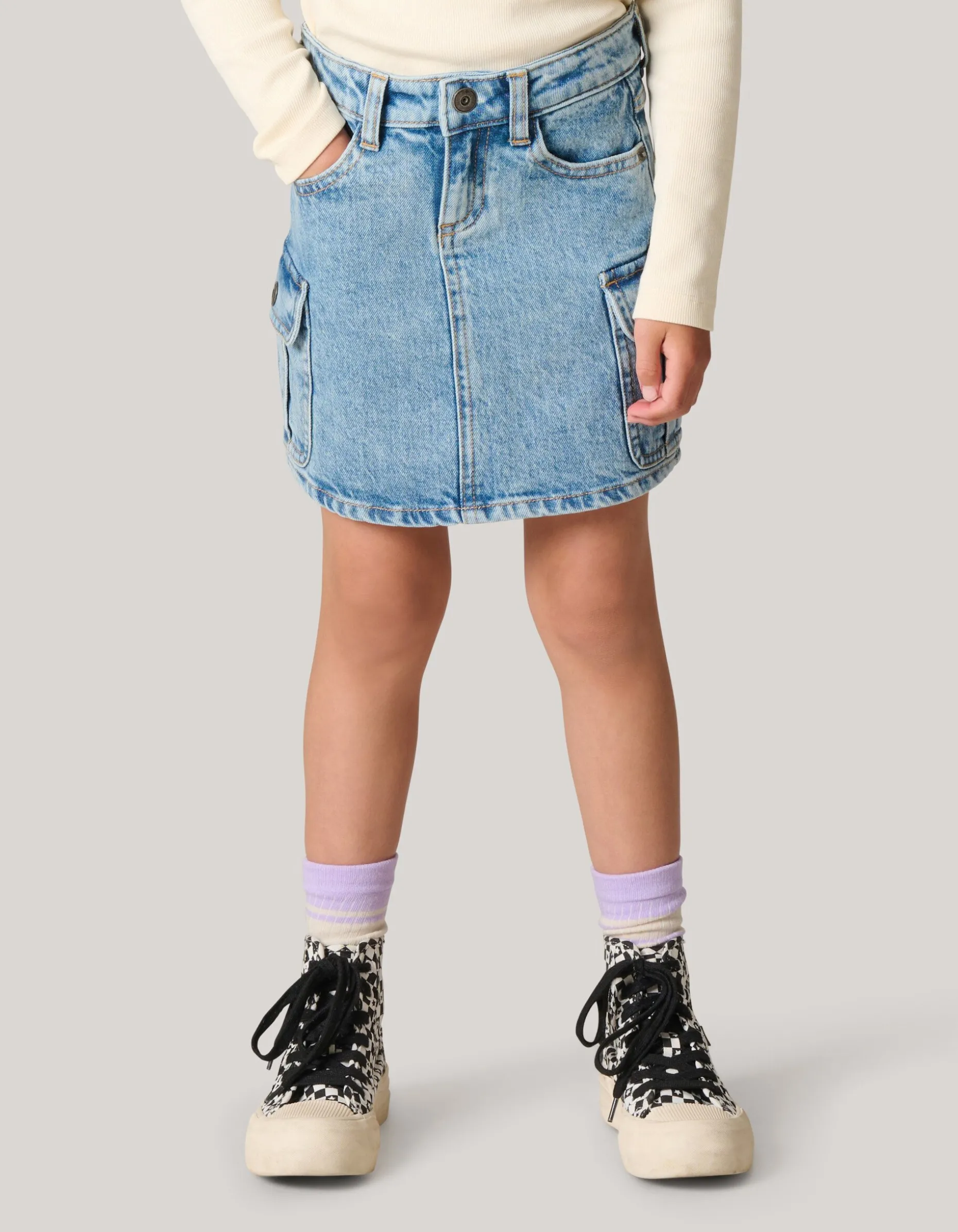 Denim Cargo Rok Blauw