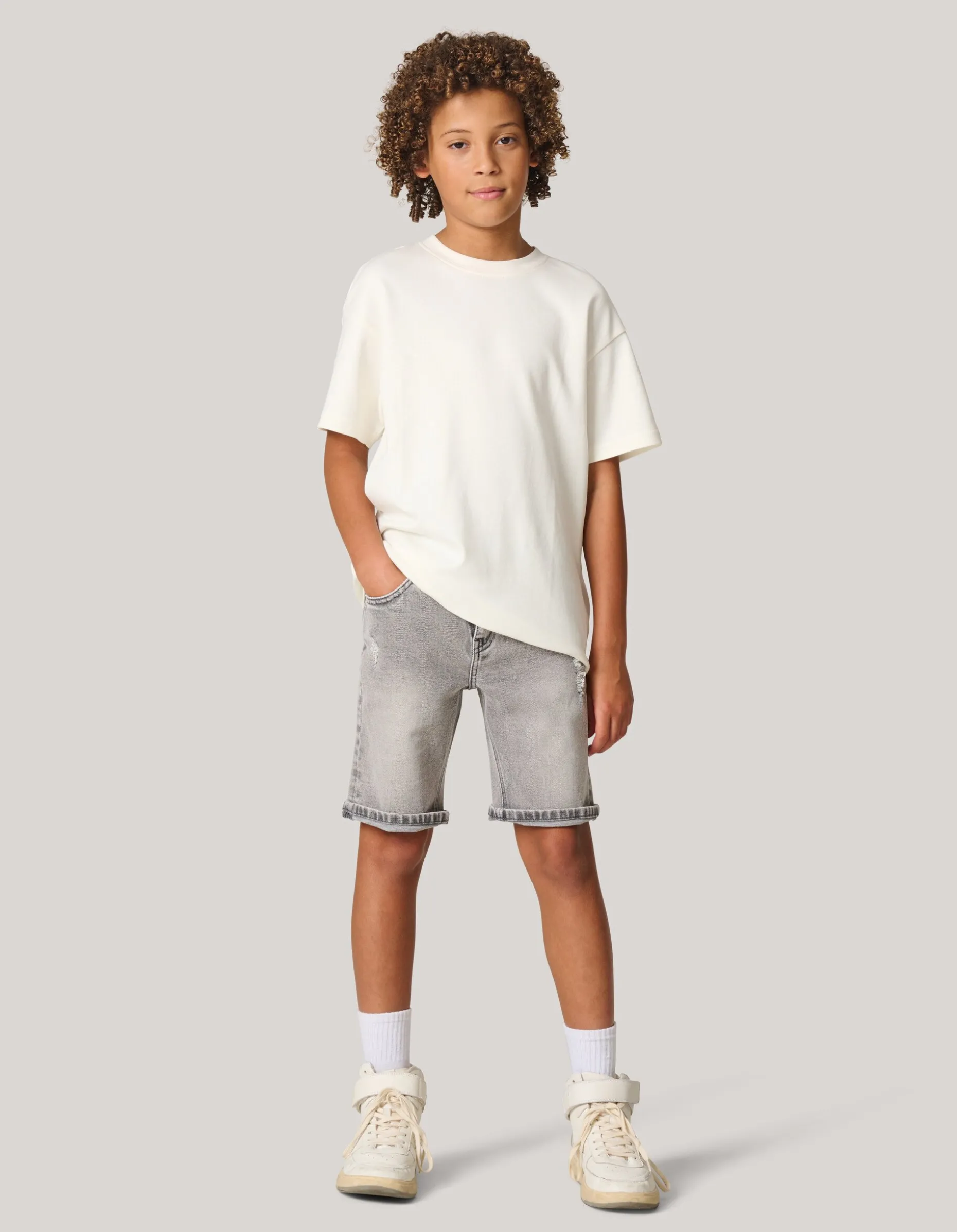 Denim Short Lichtgrijs