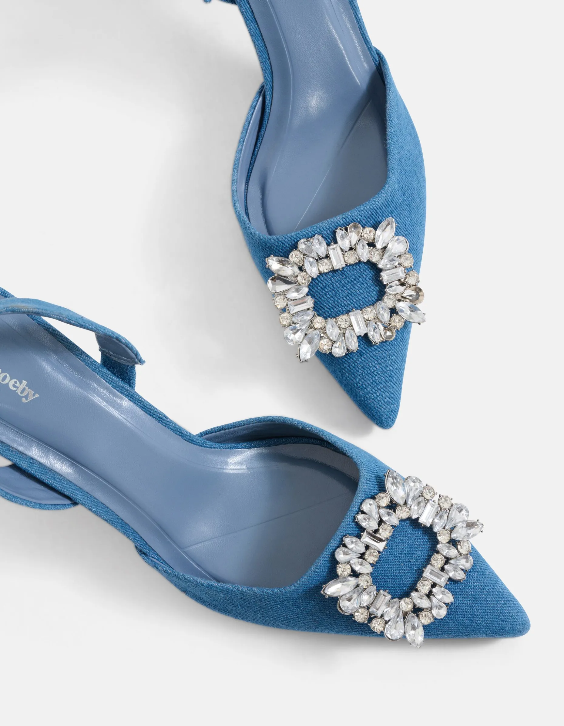 Denim Strass Hakken Blauw