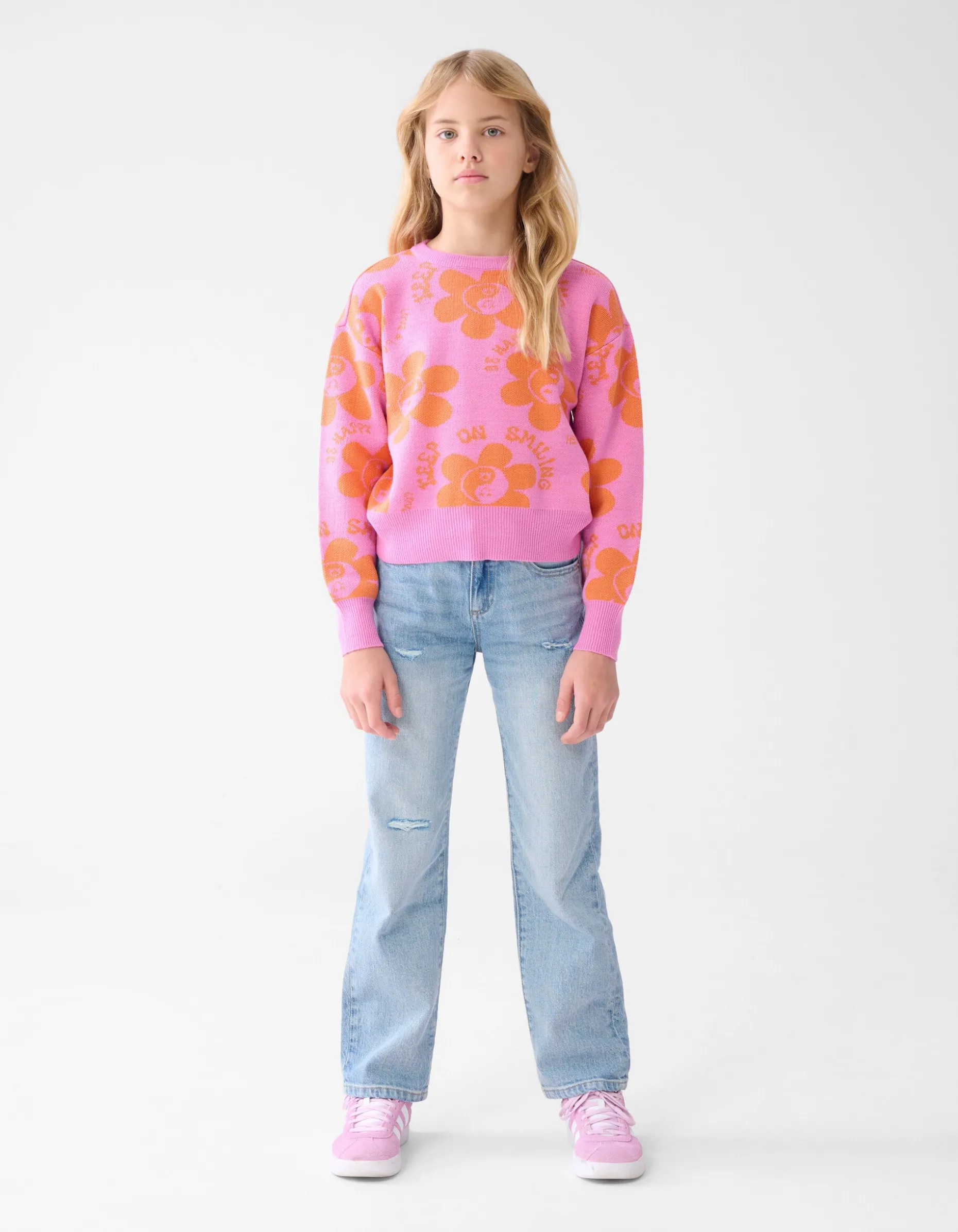 Destroyed Straight Fit Jeans Lichtblauw