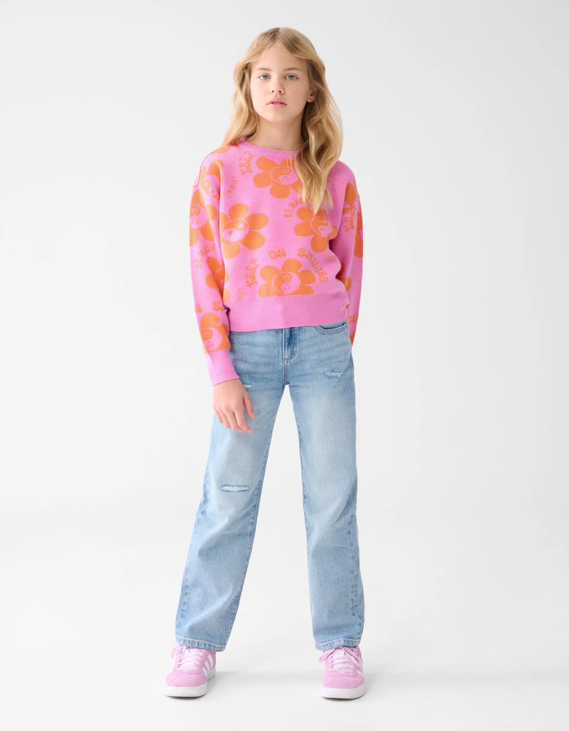 Destroyed Straight Fit Jeans Lichtblauw