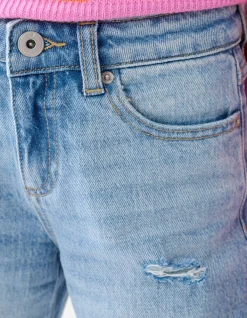 Destroyed Straight Fit Jeans Lichtblauw