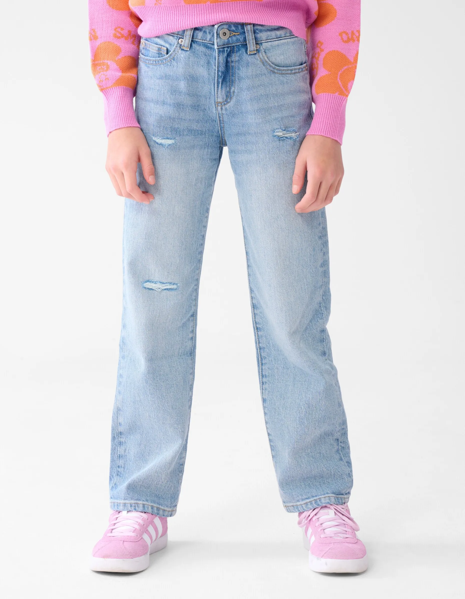 Destroyed Straight Fit Jeans Lichtblauw