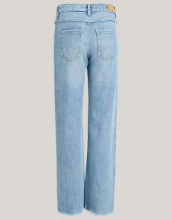 Destroyed Straight Leg Jeans Bleached