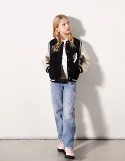 Destroyed Straight Leg Jeans Bleached