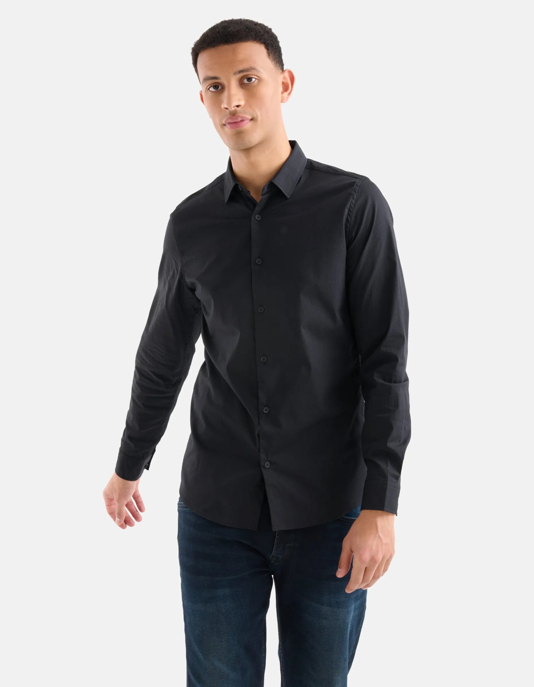 Diagonaal Overhemd Zwart