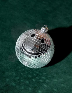 Disco Smiley Kerstbal Zilver By Fred