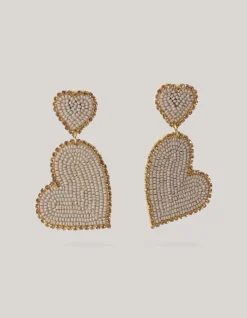 Double Heart Oorbellen Beige