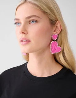 Double Heart Oorbellen Roze