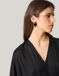 Double Heart Oorbellen Zwart