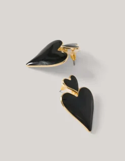 Double Heart Oorbellen Zwart