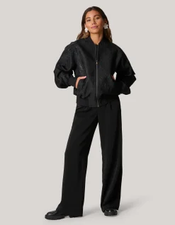 Embellished Bomber Zwart