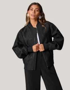 Embellished Bomber Zwart