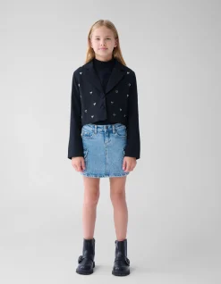 Embellished Cropped Blazer Zwart