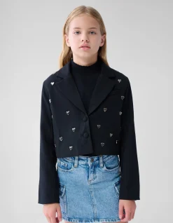 Embellished Cropped Blazer Zwart