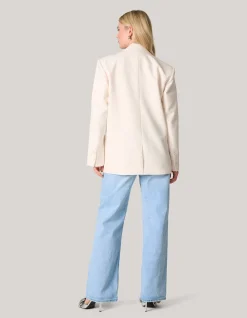 Embellished Oversized Blazer Gebroken Wit