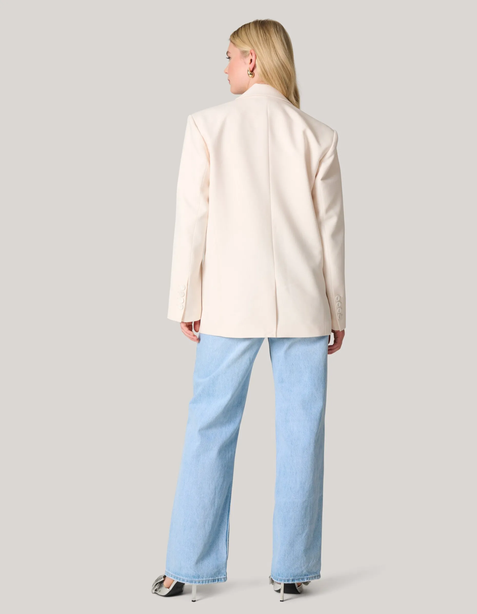 Embellished Oversized Blazer Gebroken Wit