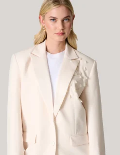 Embellished Oversized Blazer Gebroken Wit