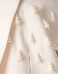 Embellished Oversized Blazer Gebroken Wit