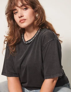 Embellished T-shirt Donkergrijs By Fred