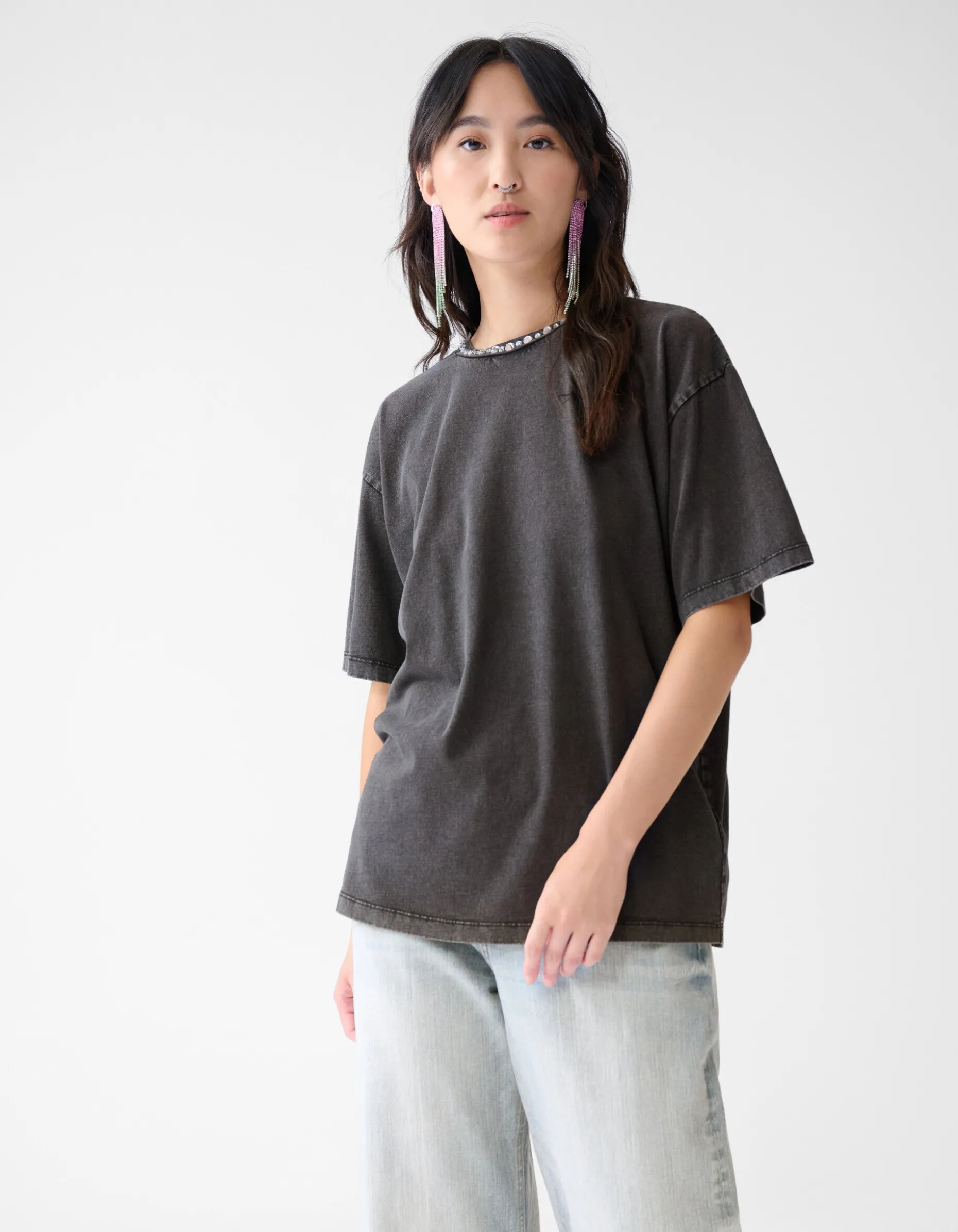 Embellished T-shirt Donkergrijs By Fred