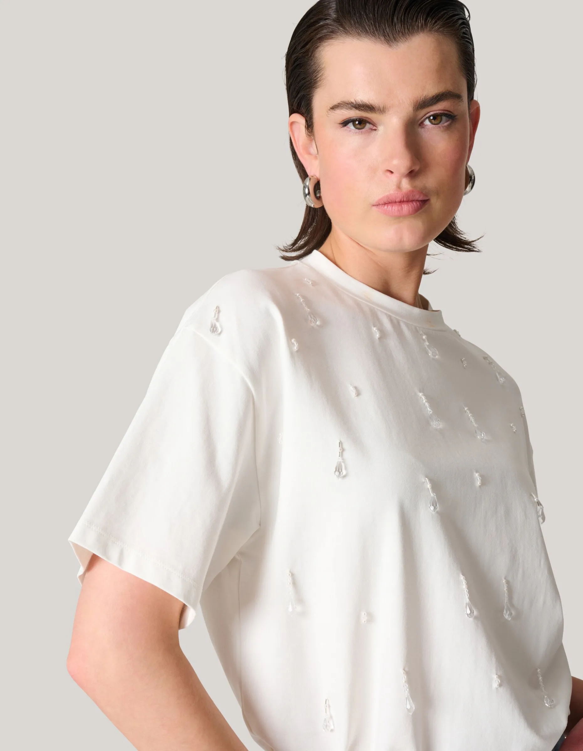 Embellished T-shirt Wit