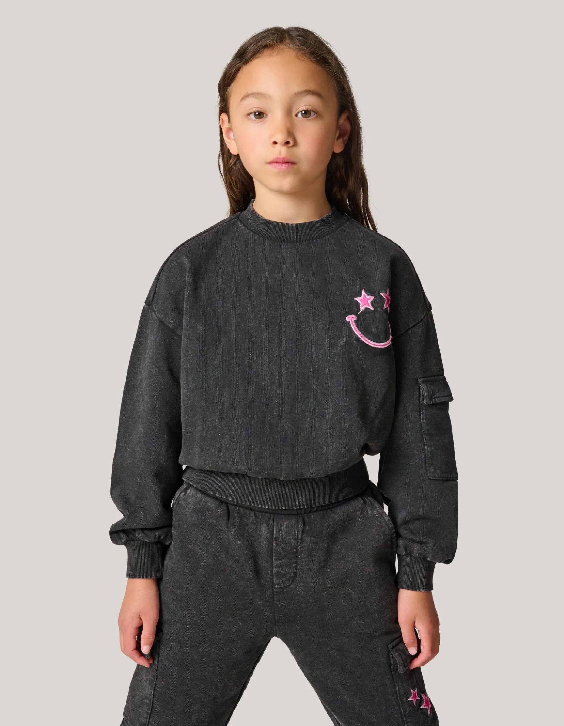 Embroidered Sweater Donkergrijs