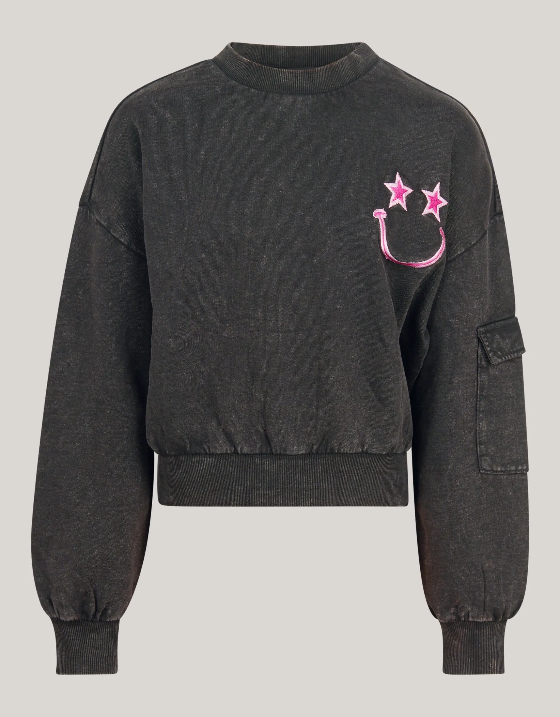 Embroidered Sweater Donkergrijs