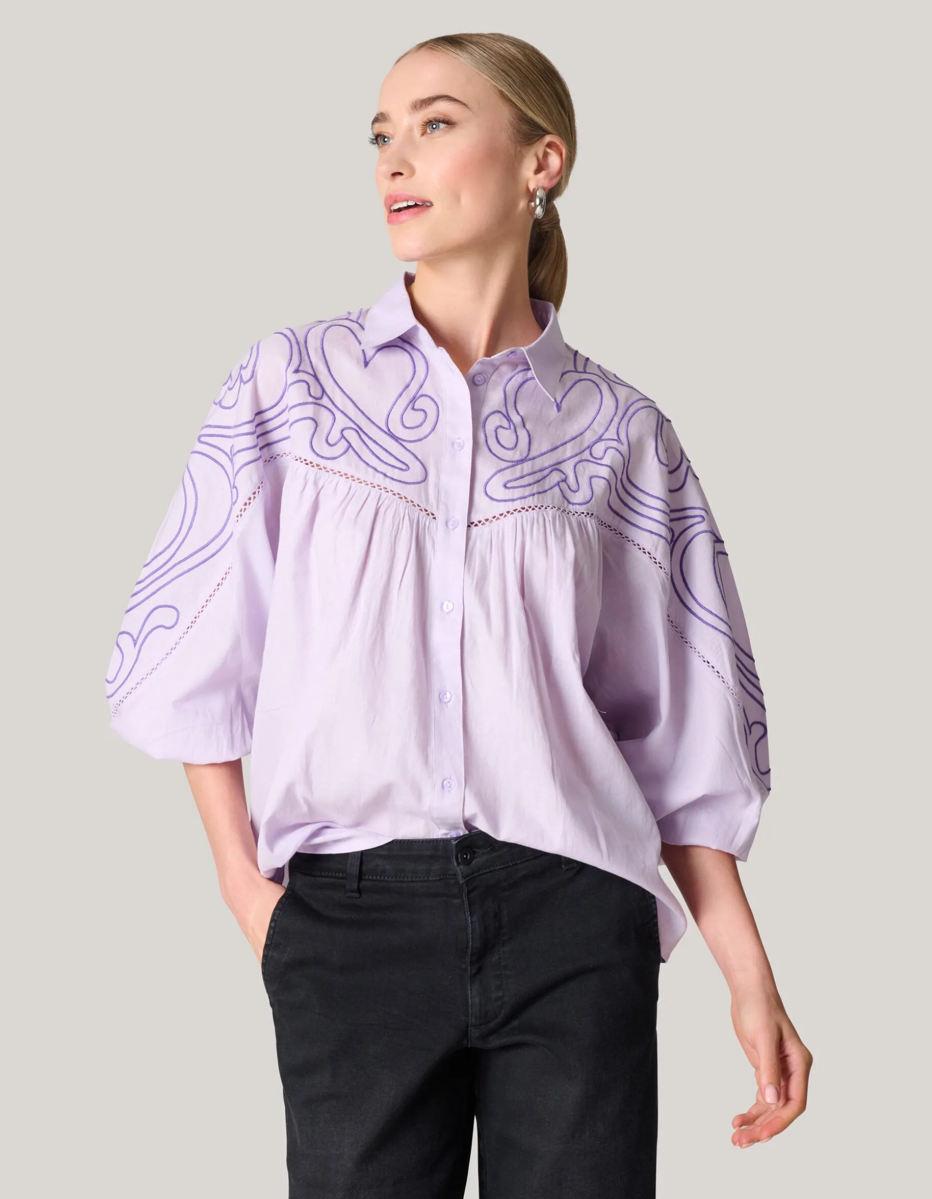 Embroidery Blouse Paars