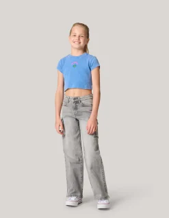 Embroidery Crop Top Blauw