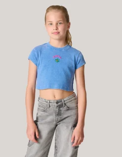 Embroidery Crop Top Blauw