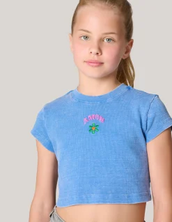 Embroidery Crop Top Blauw