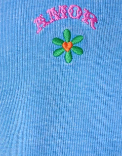 Embroidery Crop Top Blauw