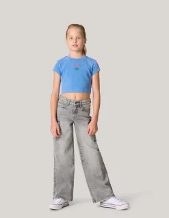 Embroidery Crop Top Blauw