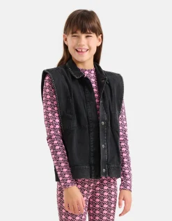 Embroidery Gilet Donkergrijs