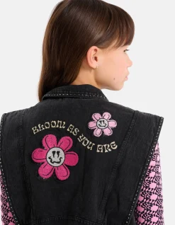 Embroidery Gilet Donkergrijs