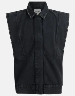 Embroidery Gilet Donkergrijs