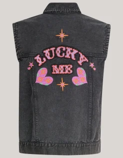 Embroidery Gilet Donkergrijs