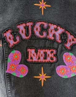 Embroidery Gilet Donkergrijs