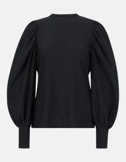 Embroidery Jersey Top Zwart