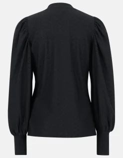 Embroidery Jersey Top Zwart