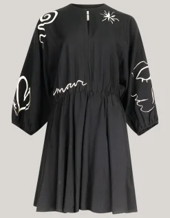Embroidery Mini Jurk Zwart