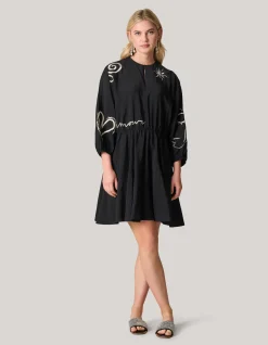 Embroidery Mini Jurk Zwart